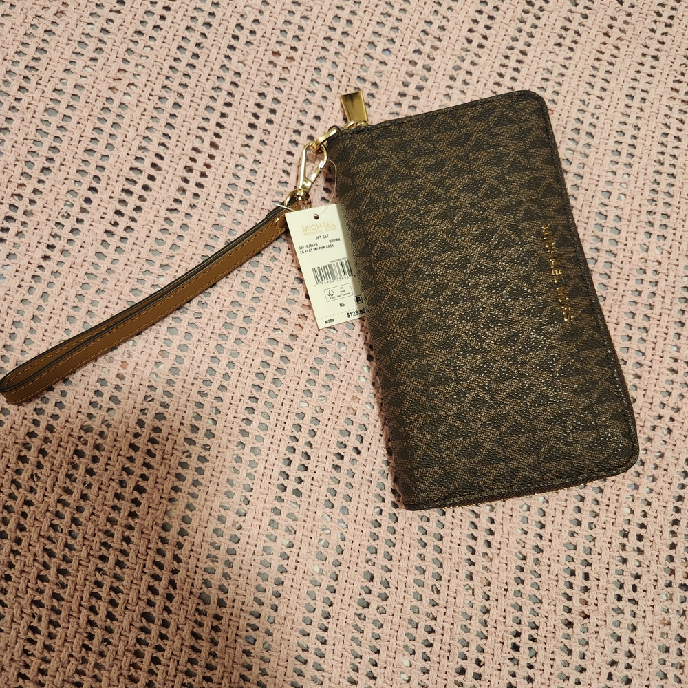 Michael Kors Dark Brown Wristlet with Gold Hardware - Picture 2 of 7
